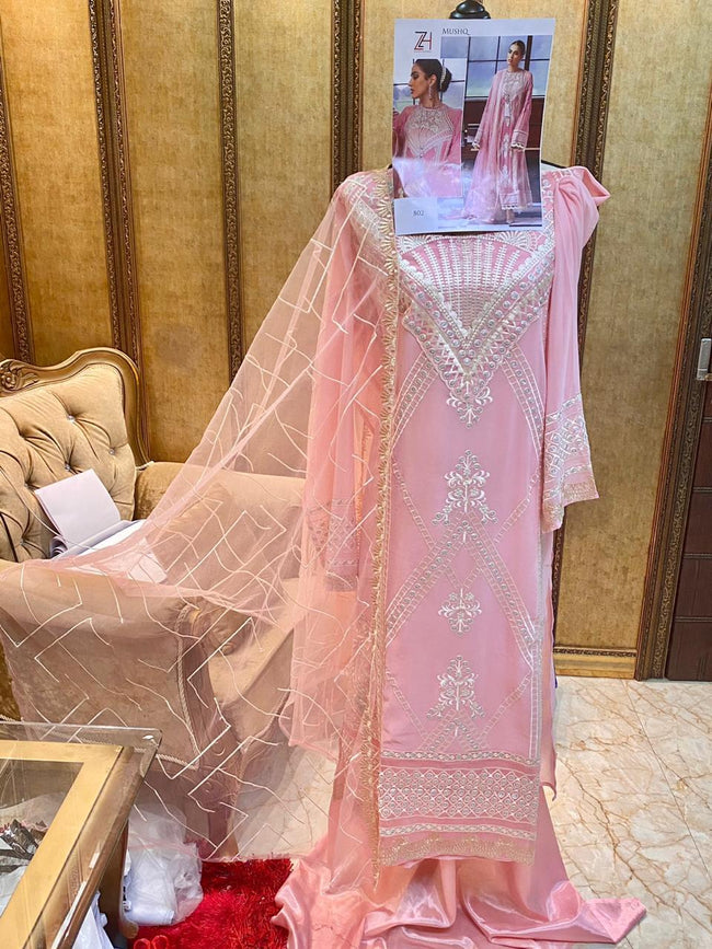 Baby Pink Color Bridal Wear Unstitched ...